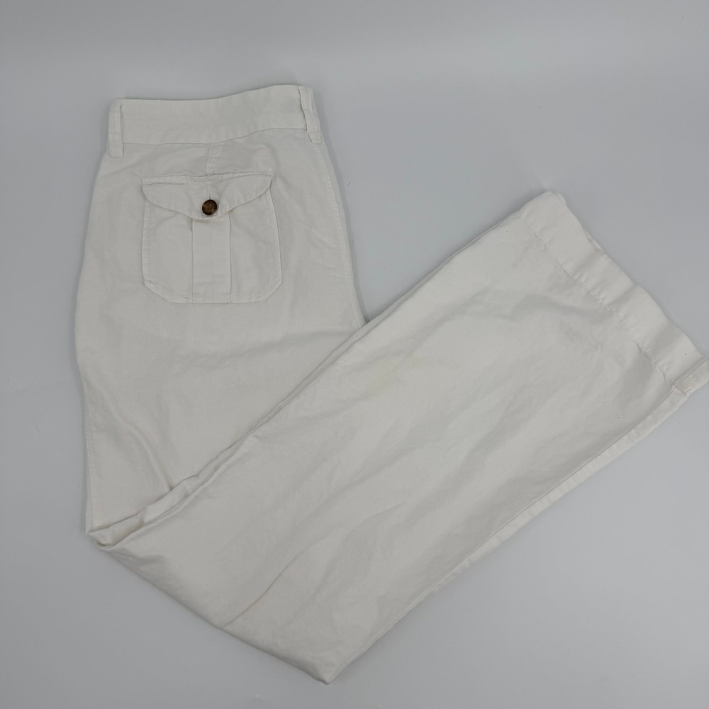 Old Navy Pants Wide Leg Y2K Women Size 14 Tall White Cotton Blend Classic Style